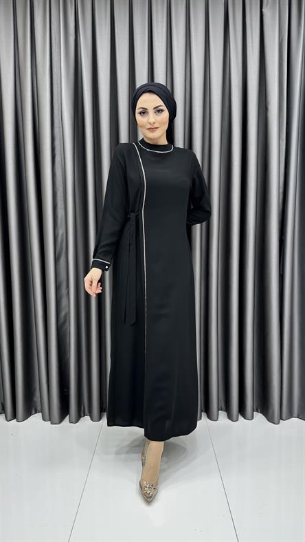 9817 Y Bayan Elbise-Siyah