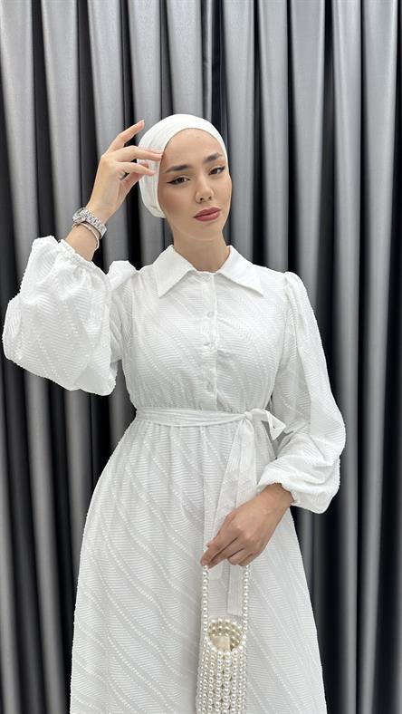9922 Y Bayan Elbise-Beyaz