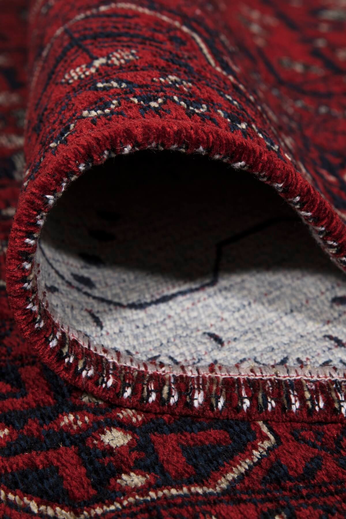 Kırmızı Renkli Afgan Tarzı Altı Kaymaz Şönil Kilim