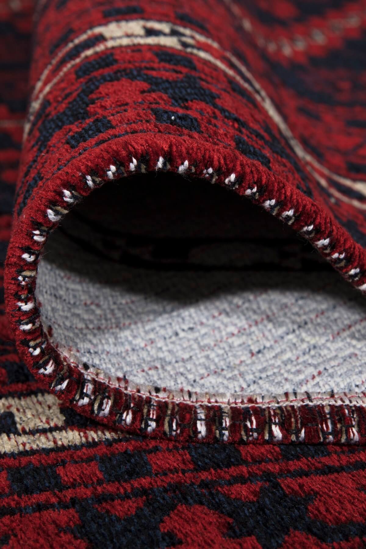 Kırmızı Renkli Afgan Tarzı Altı Kaymaz Şönil Kilim