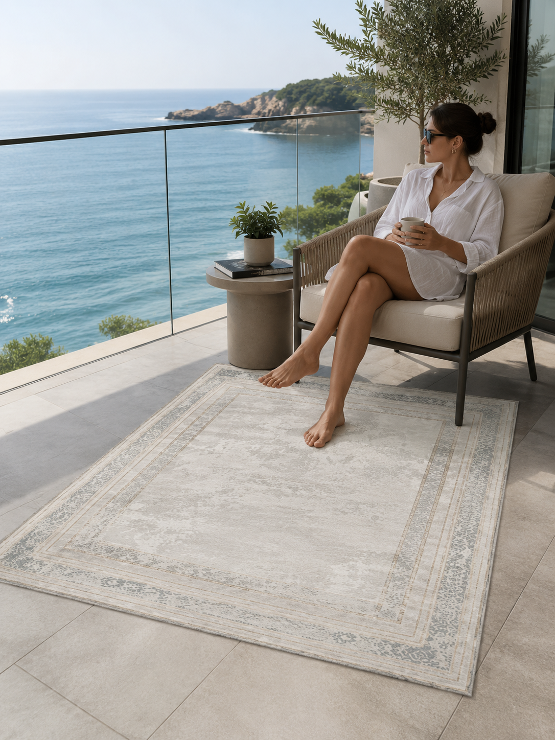AGAH KF470 GRİ (ETNİK BORDÜRLÜ)