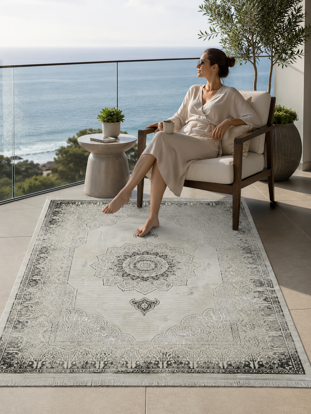 AGAH KF505 GRİ (DESENLİ KENAR)