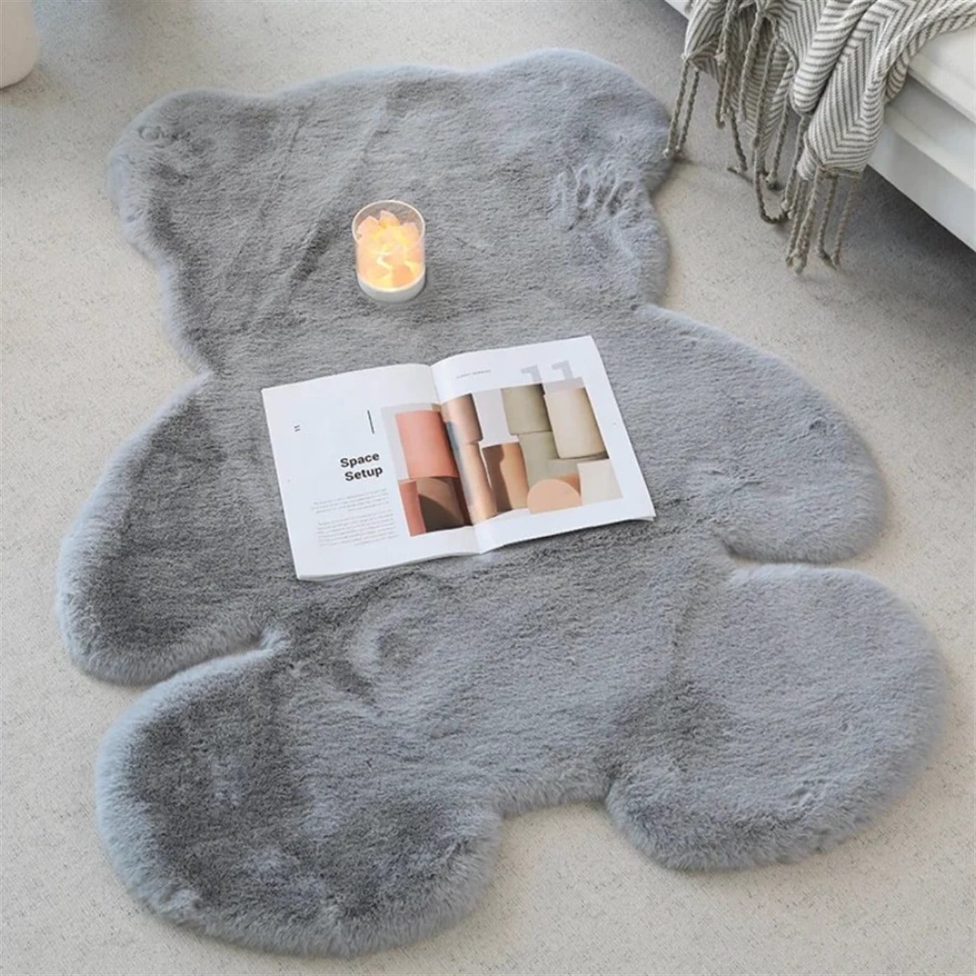 Antrasit Ayıcık Şekilli Peluş Halı