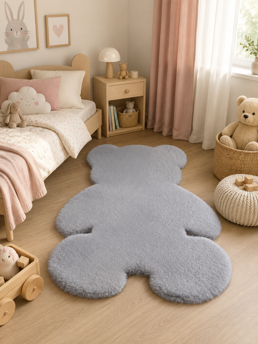 Antrasit Ayıcık Şekilli Peluş Halı