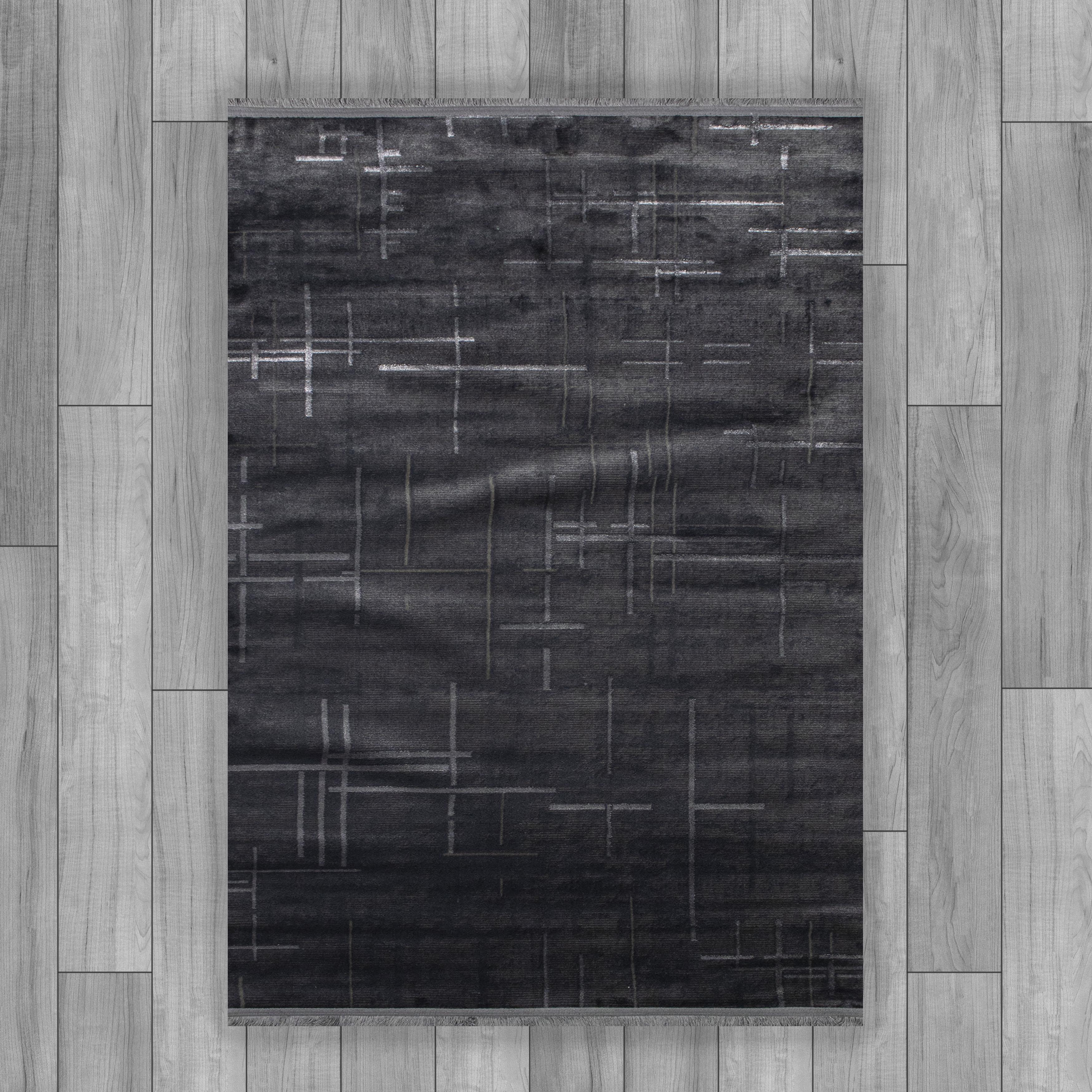 Antrasit Rengi Lotus Bambu Model Altı Kaymaz Makine Dokuma Halı