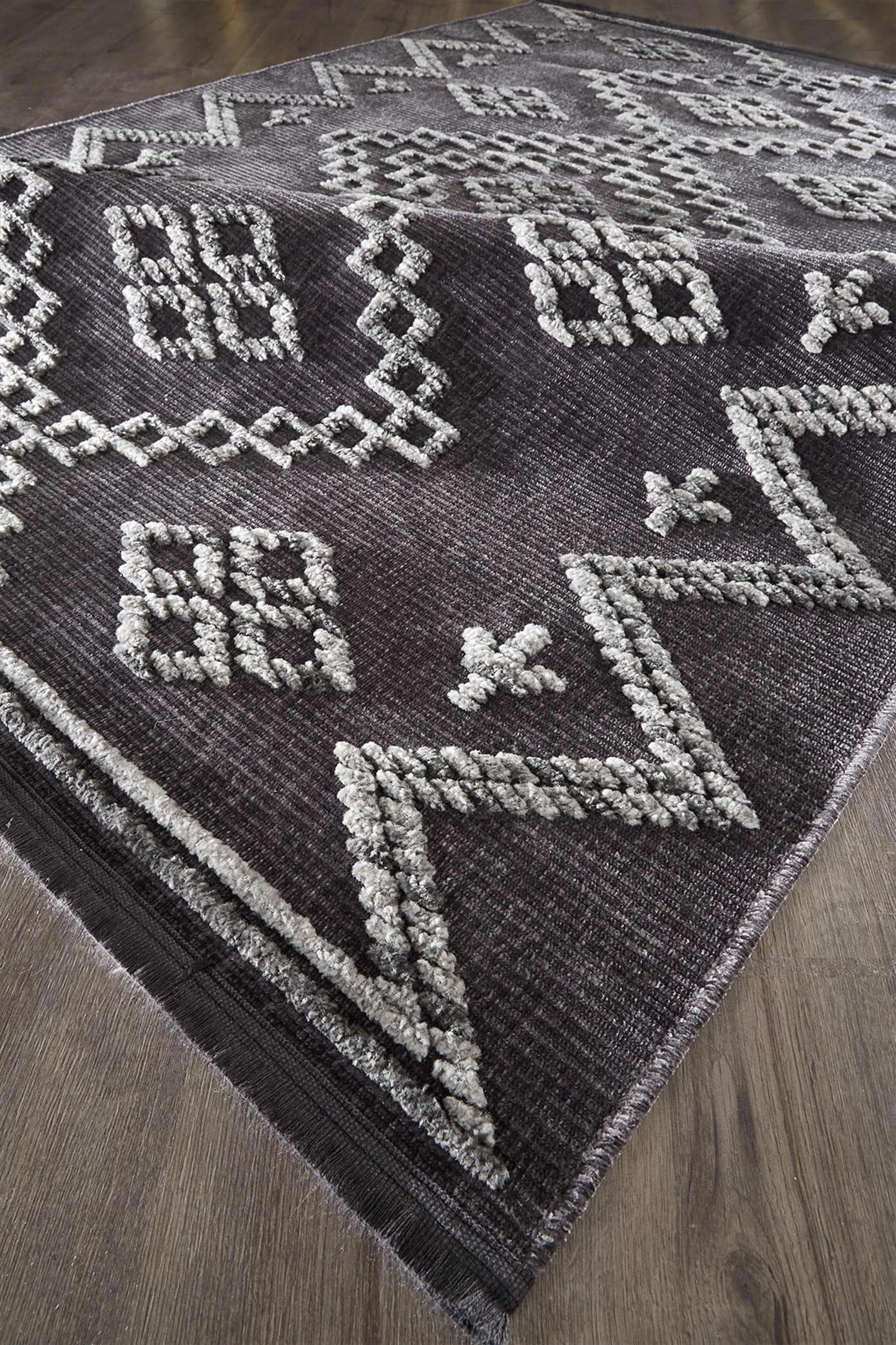 Antrasit Renkli Altı Kaymaz Makine Dokuma Halı - C011X