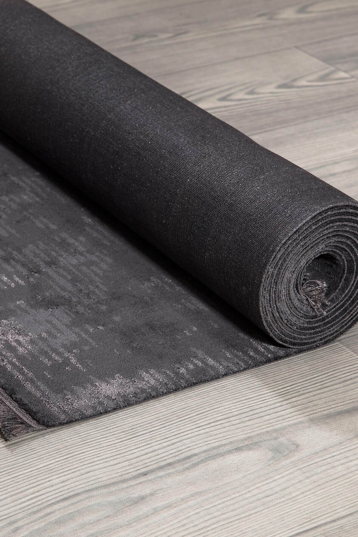 Antrasit Rengi Vintage Bambu Altı Kaymaz Makine Dokuma Halı