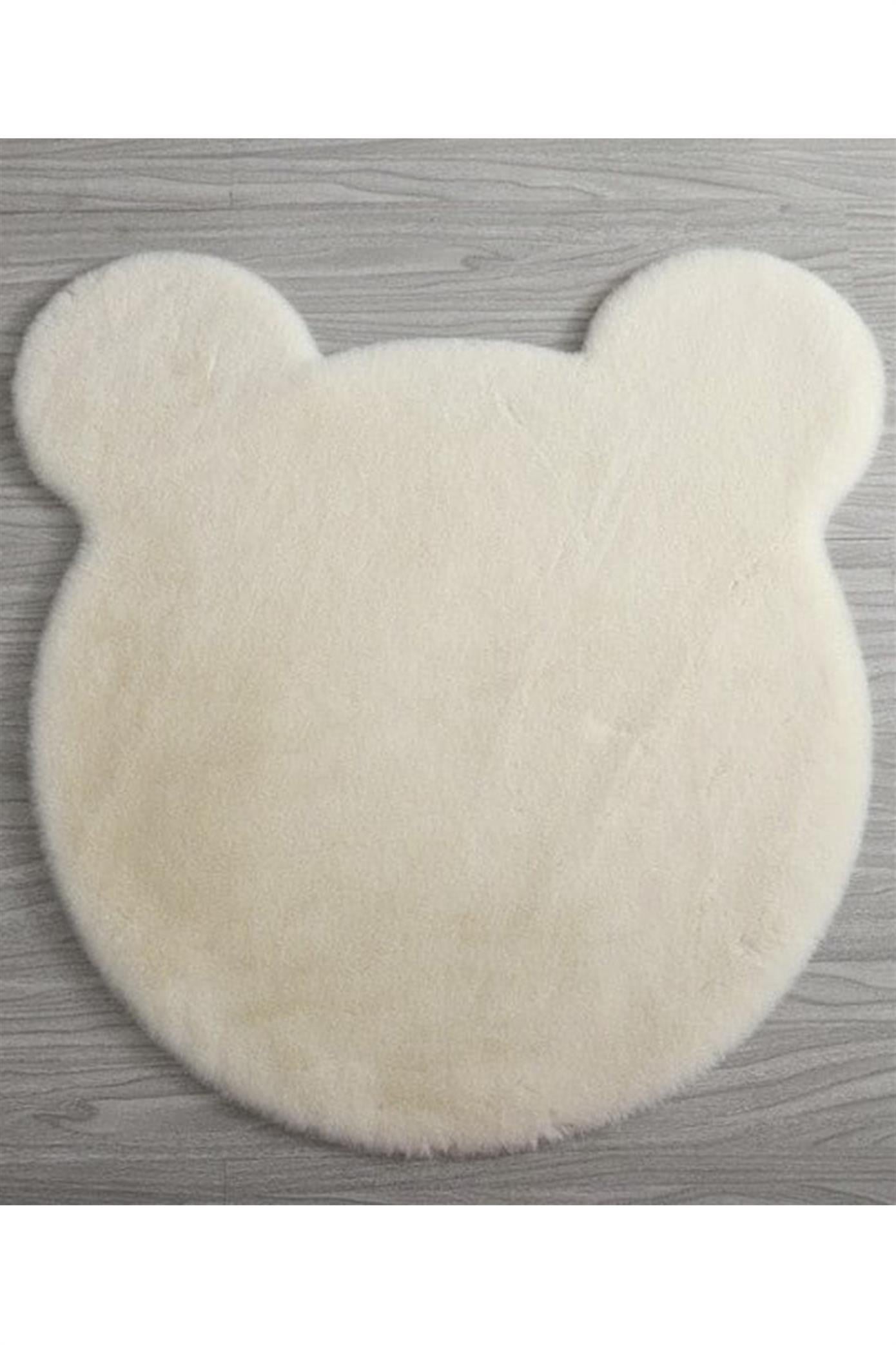 Ayıcık Kafası Şekilli Beyaz Peluş Halı