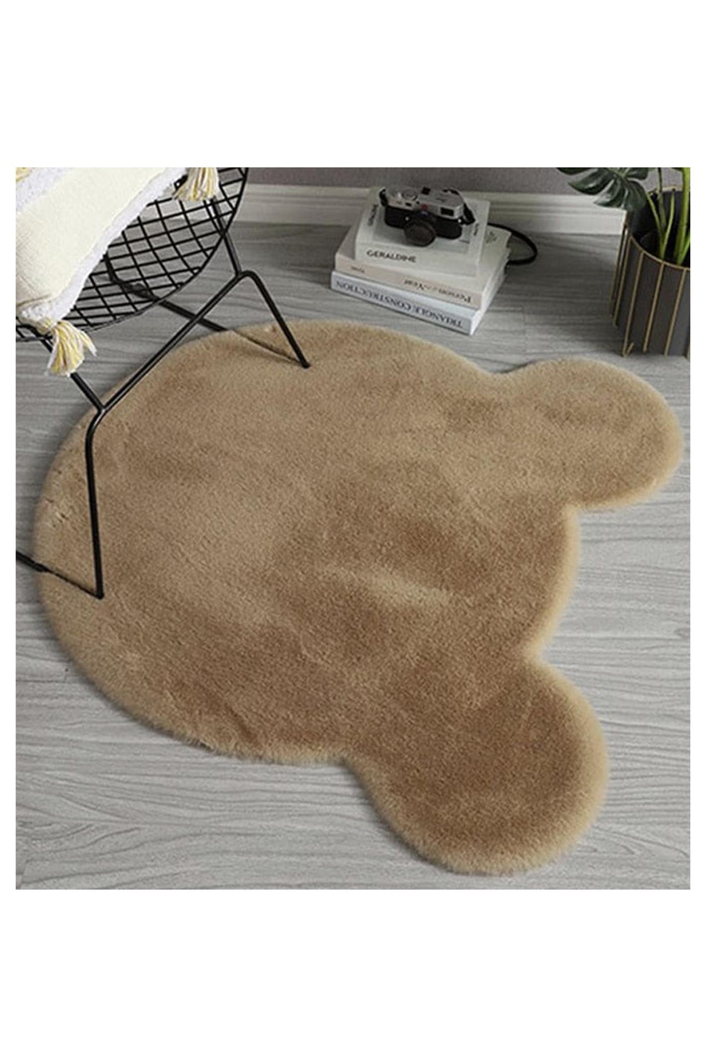 Ayıcık Kafası Şekilli Vizon Peluş Halı
