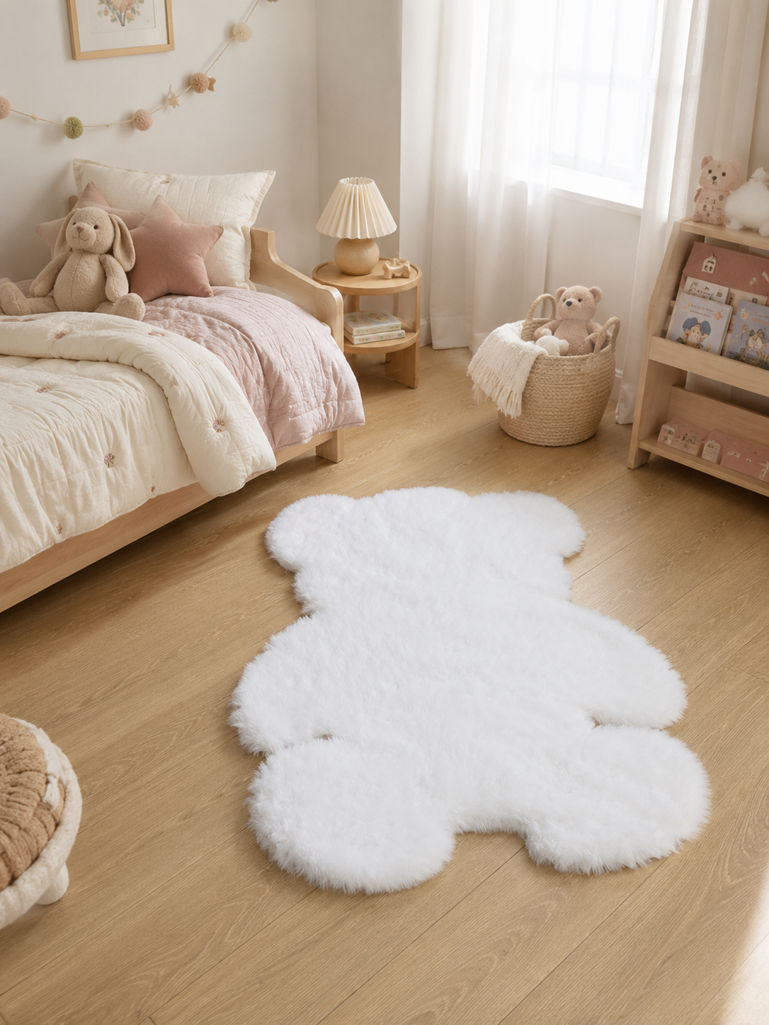 Beyaz Ayıcık Şekilli Peluş Halı