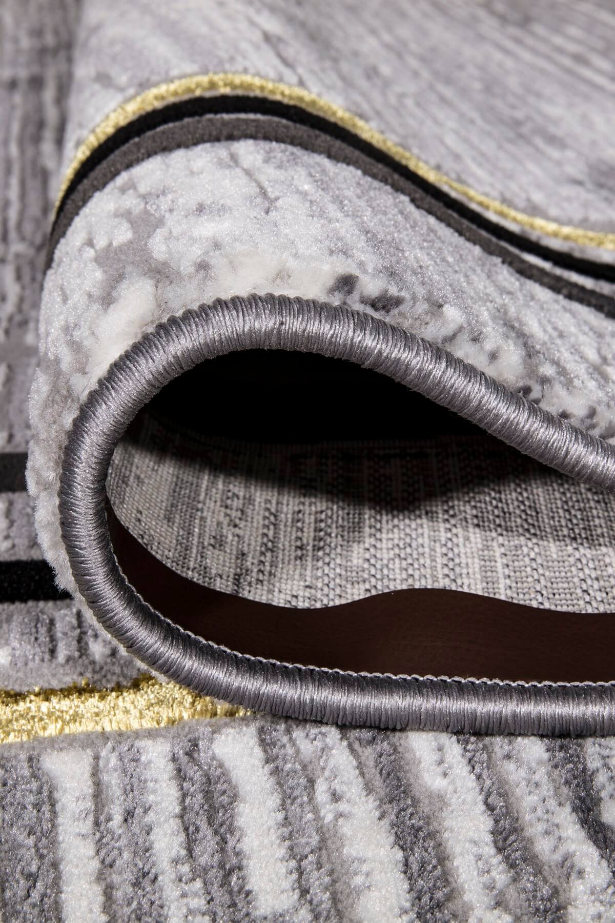 Gri Renkli Çerçeve Detaylı  Dokuma Makine Halısı