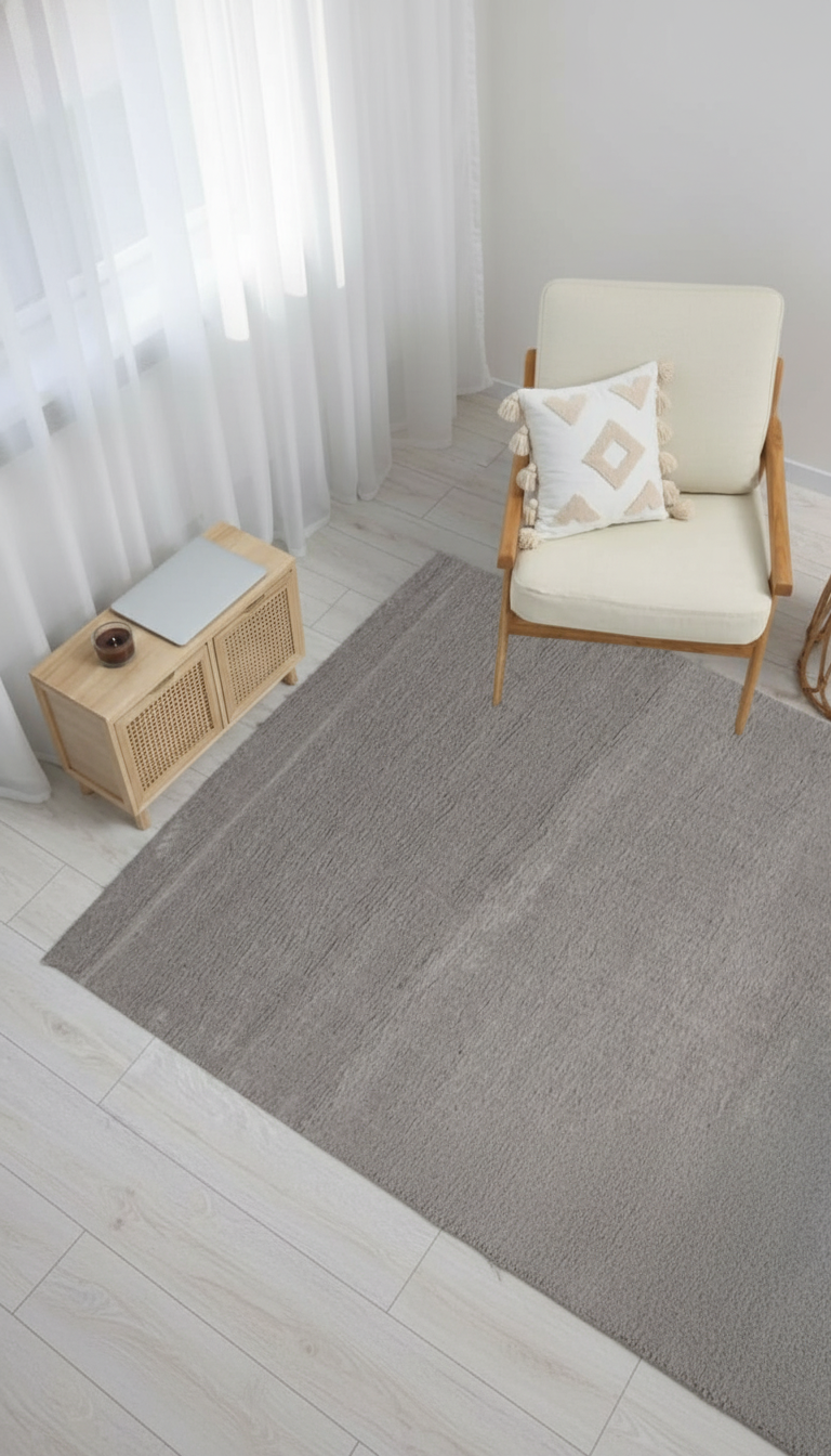 Dream Color Gri  Yumuşak Yüzeyli Kaymaz Makinede Yıkanabilir Halı