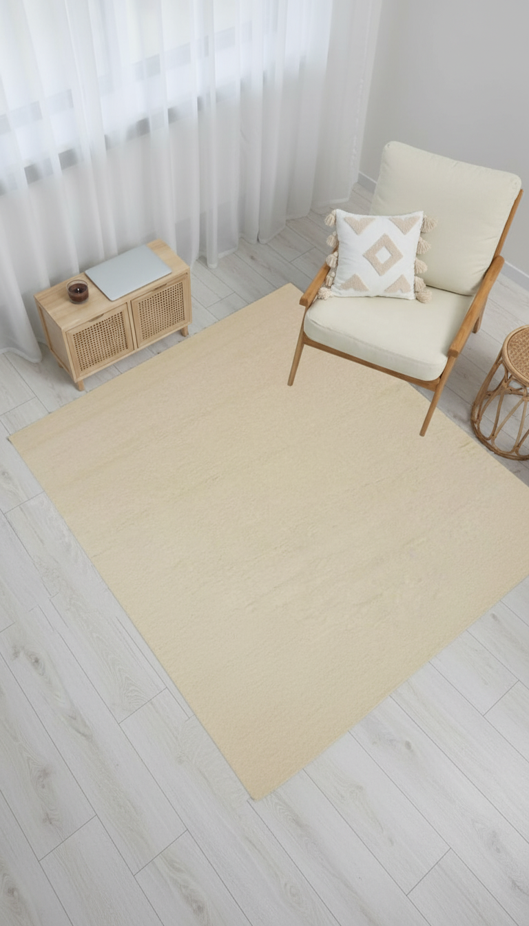 Dream Color Krem Yumuşak Yüzeyli Kaymaz Makinede Yıkanabilir Halı