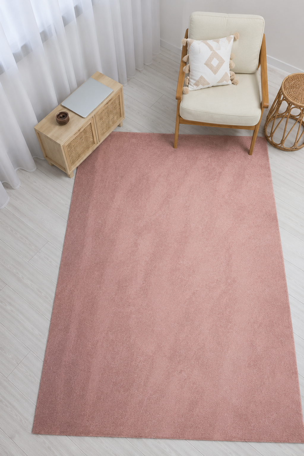 Dream Color Pembe Yumuşak Yüzeyli Kaymaz Makinede Yıkanabilir Halı