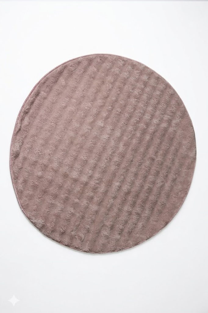 Dream Soft Yuvarlak Pembe Yumuşak Yüzeyli Kaymaz Makinede Yıkanabilir Halı