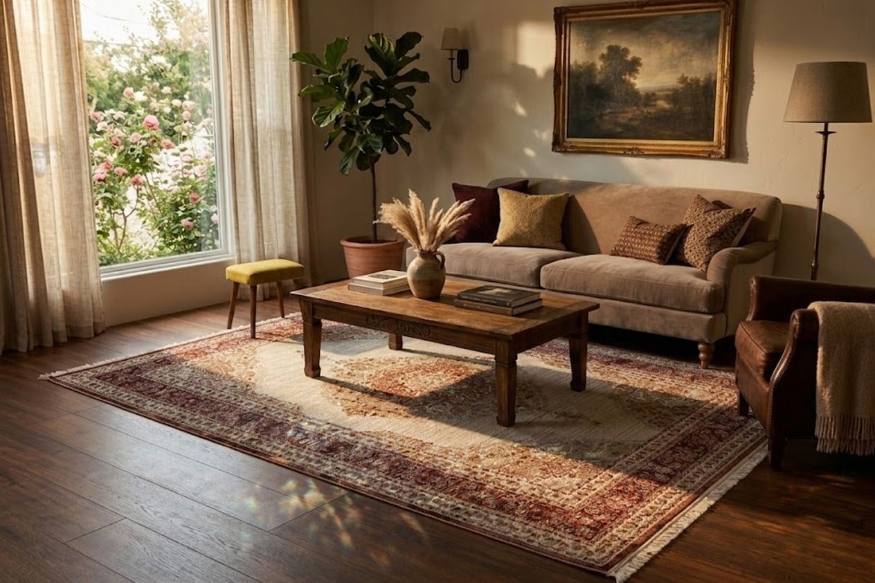 GOBLEN Serisi 710.000 Point Toz Tutmaz Pamuk Tabanlı Terra Renkli Halı I 8628