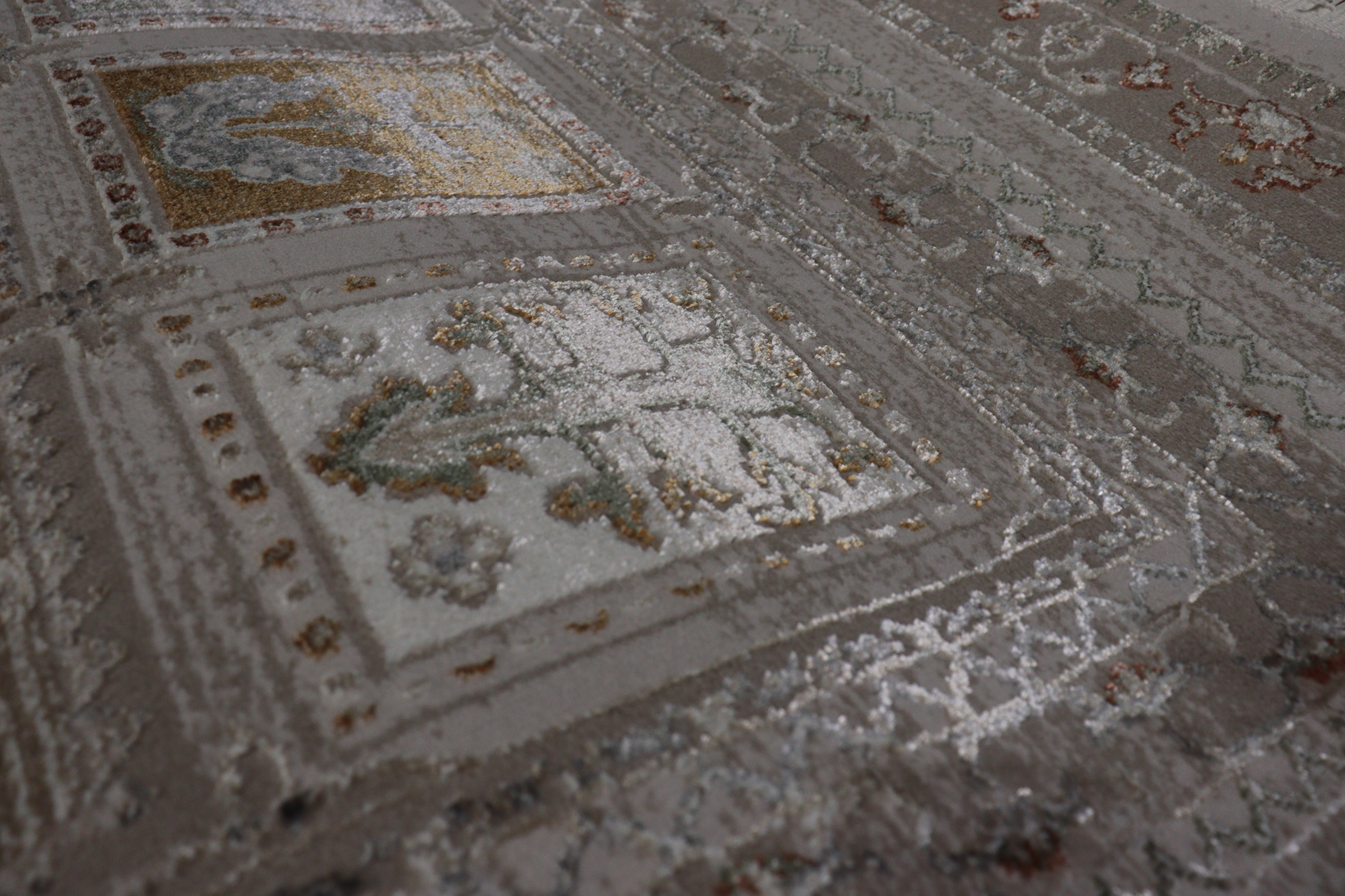 GOBLEN Serisi 710.000 Point Toz Tutmaz Pamuk Tabanlı Krem / Açık Gri Halı ı 8640