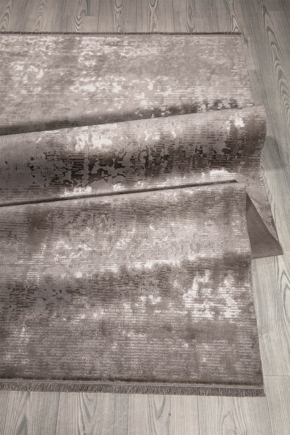 Vizon Rengi Vintage Bambu Altı Kaymaz Makine Dokuma Halı