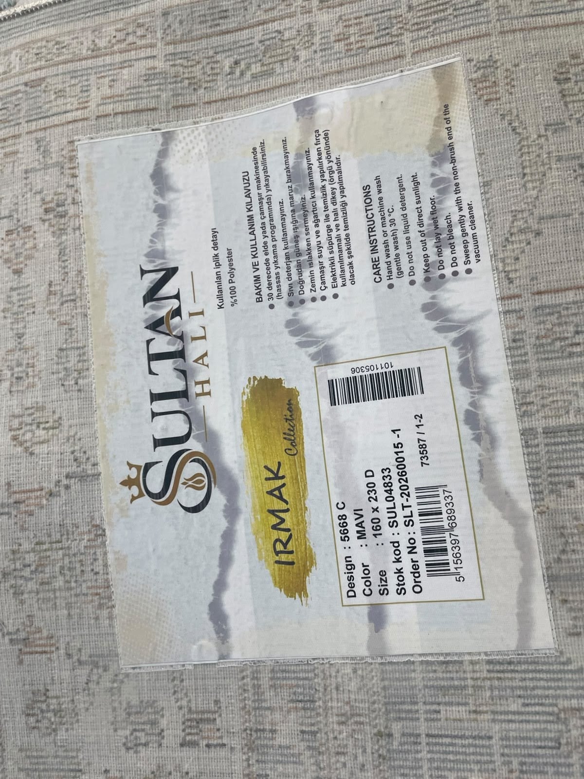 Irmak Serisi Vintage Halı 5668C Mavi