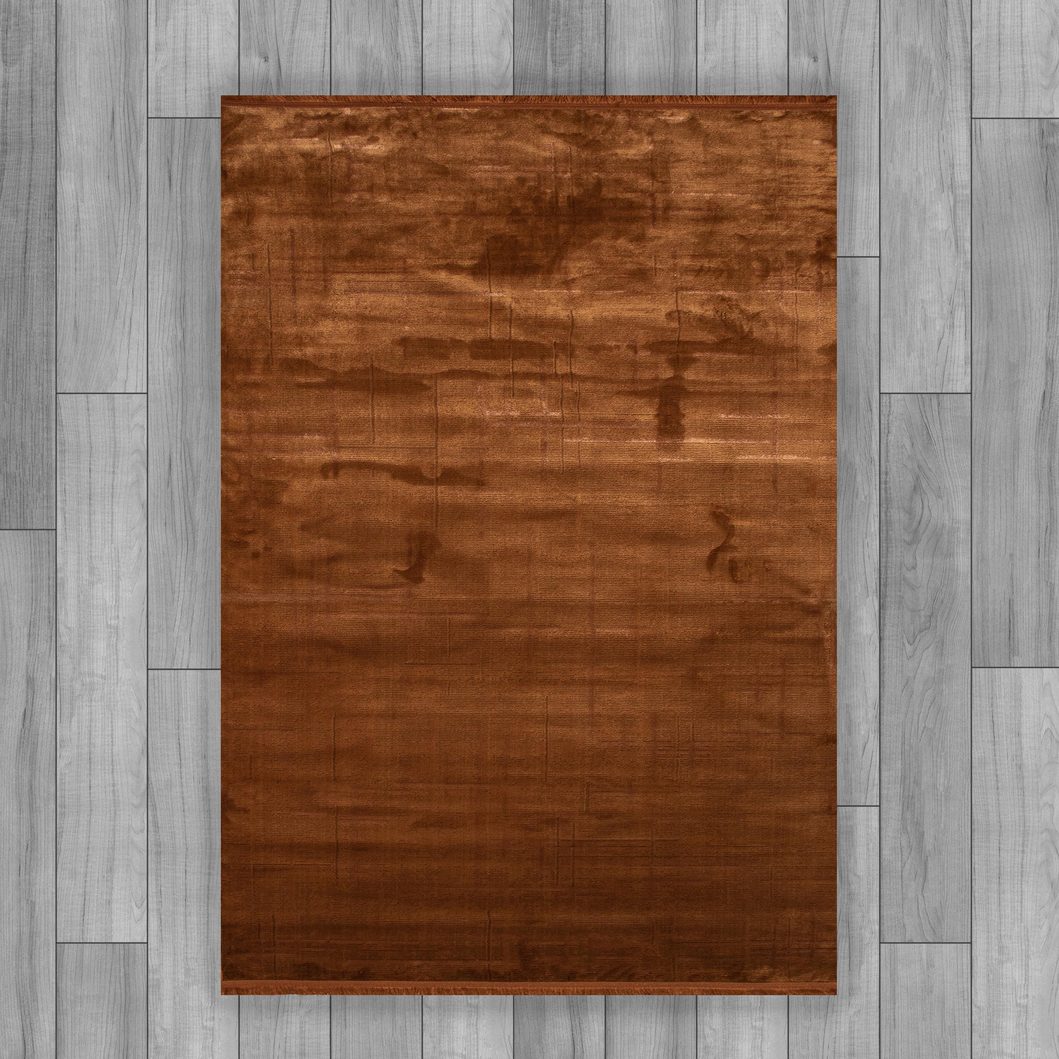 Kiremit Rengi Lotus Bambu Model Altı Kaymaz Makine Dokuma Halı