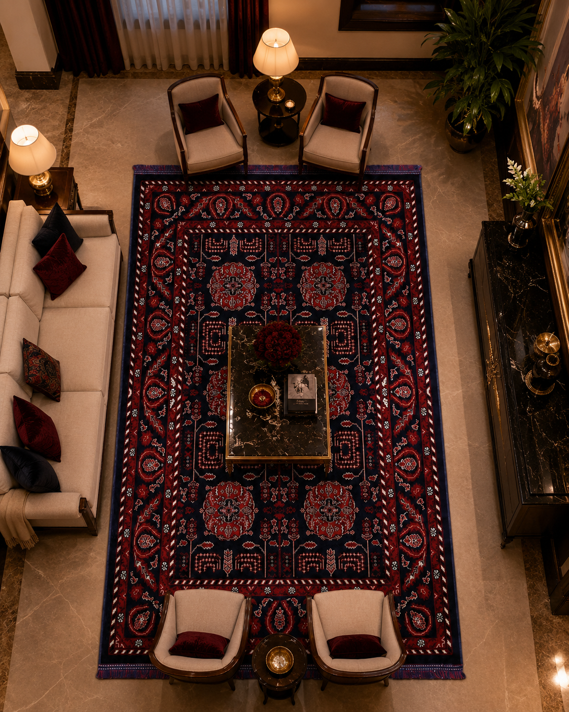 Kırmızı Afgan Tarzı Altı Kaymaz Yıkanabilir Şönil Kilim & Halı | SDF023