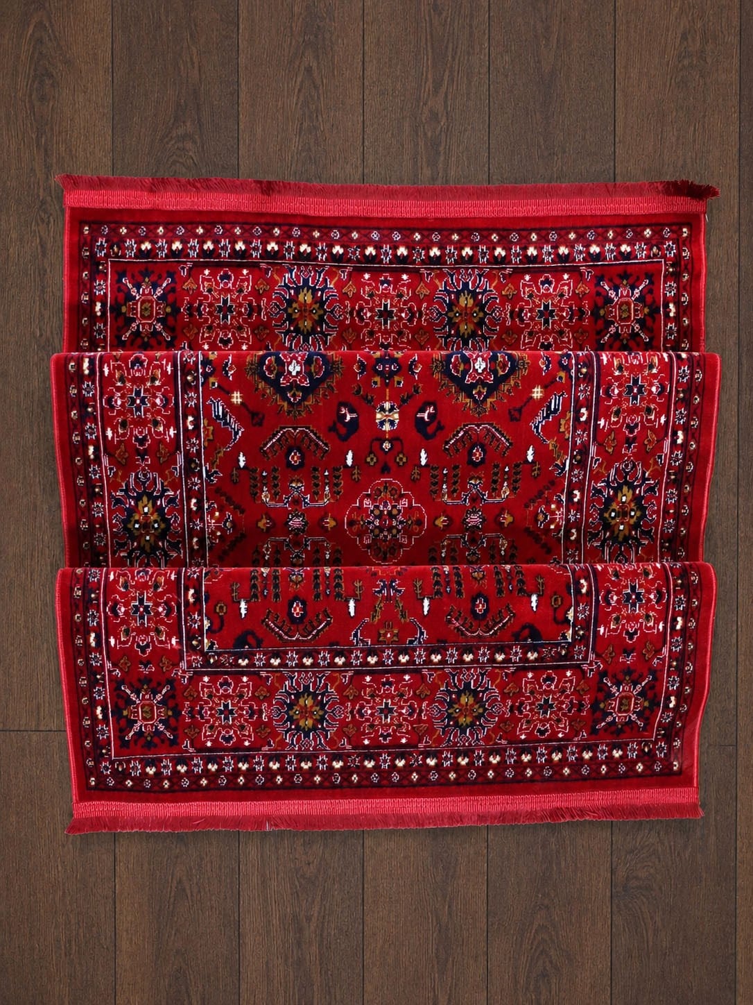 Kırmızı Afgan Tarzı Altı Kaymaz Yıkanabilir Şönil Kilim & Halı | SDF009