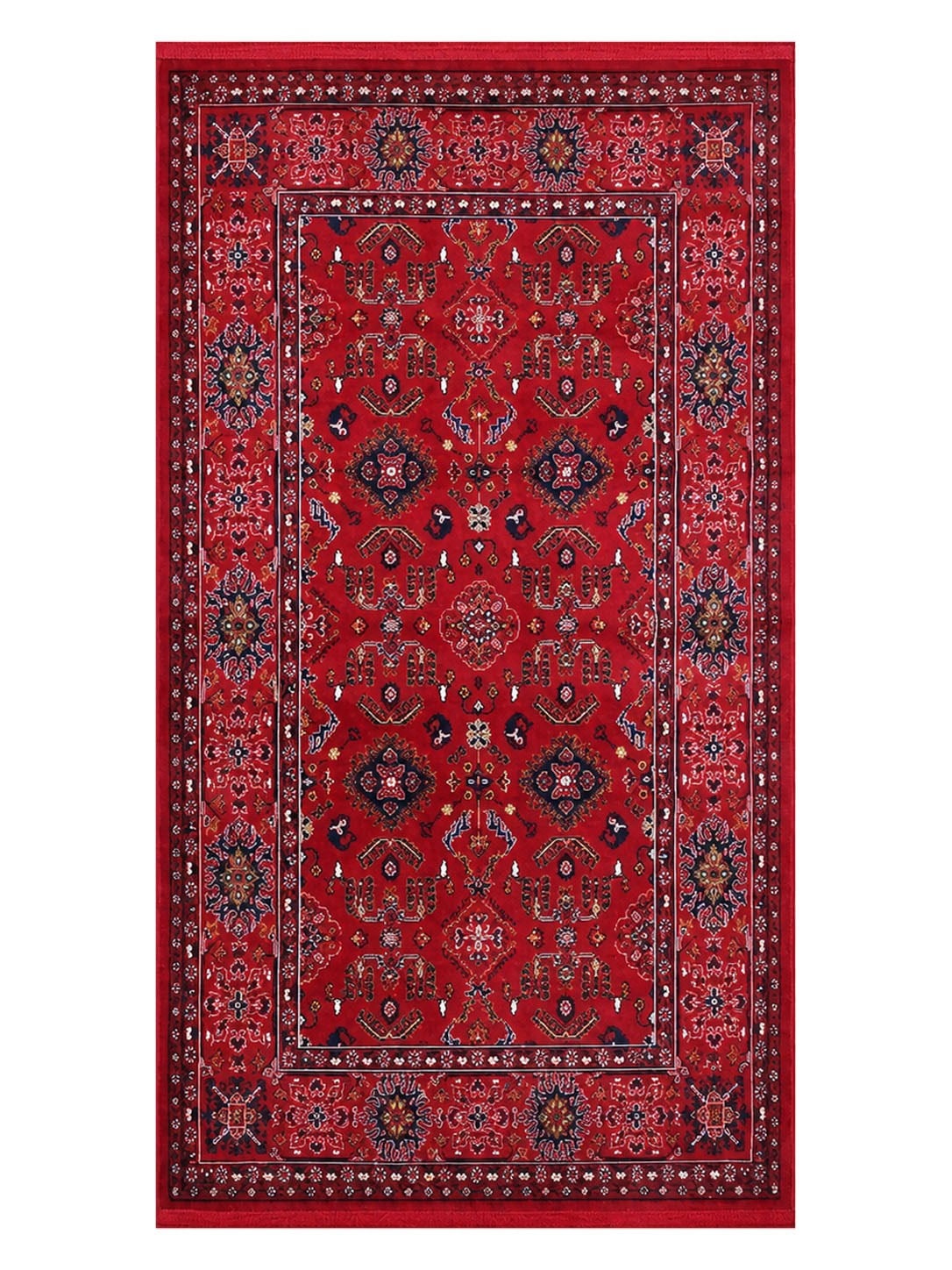 Kırmızı Afgan Tarzı Altı Kaymaz Yıkanabilir Şönil Kilim & Halı | SDF009
