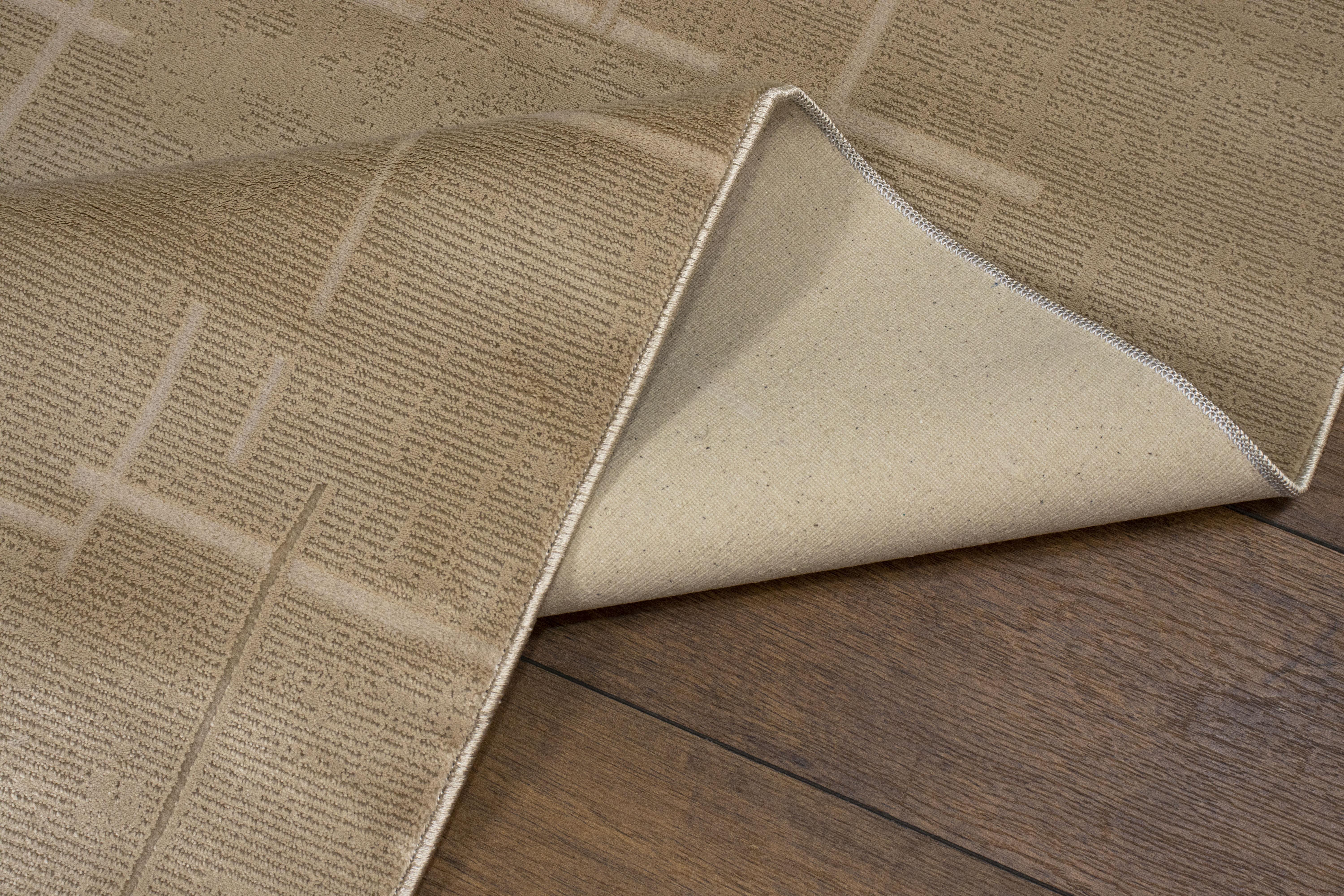 Krem Rengi Lotus Bambu Model Altı Kaymaz Makine Dokuma Halı