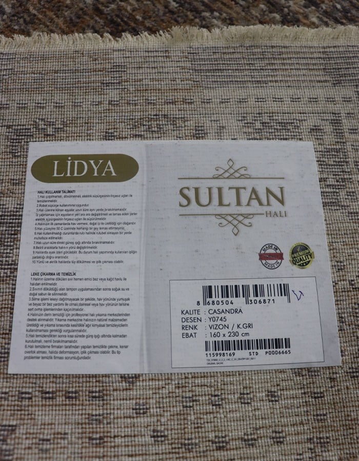 Lidya Toz Tutmaz Ve Tüylenmez Modern Halı - VİZON K.GRİ Y0745
