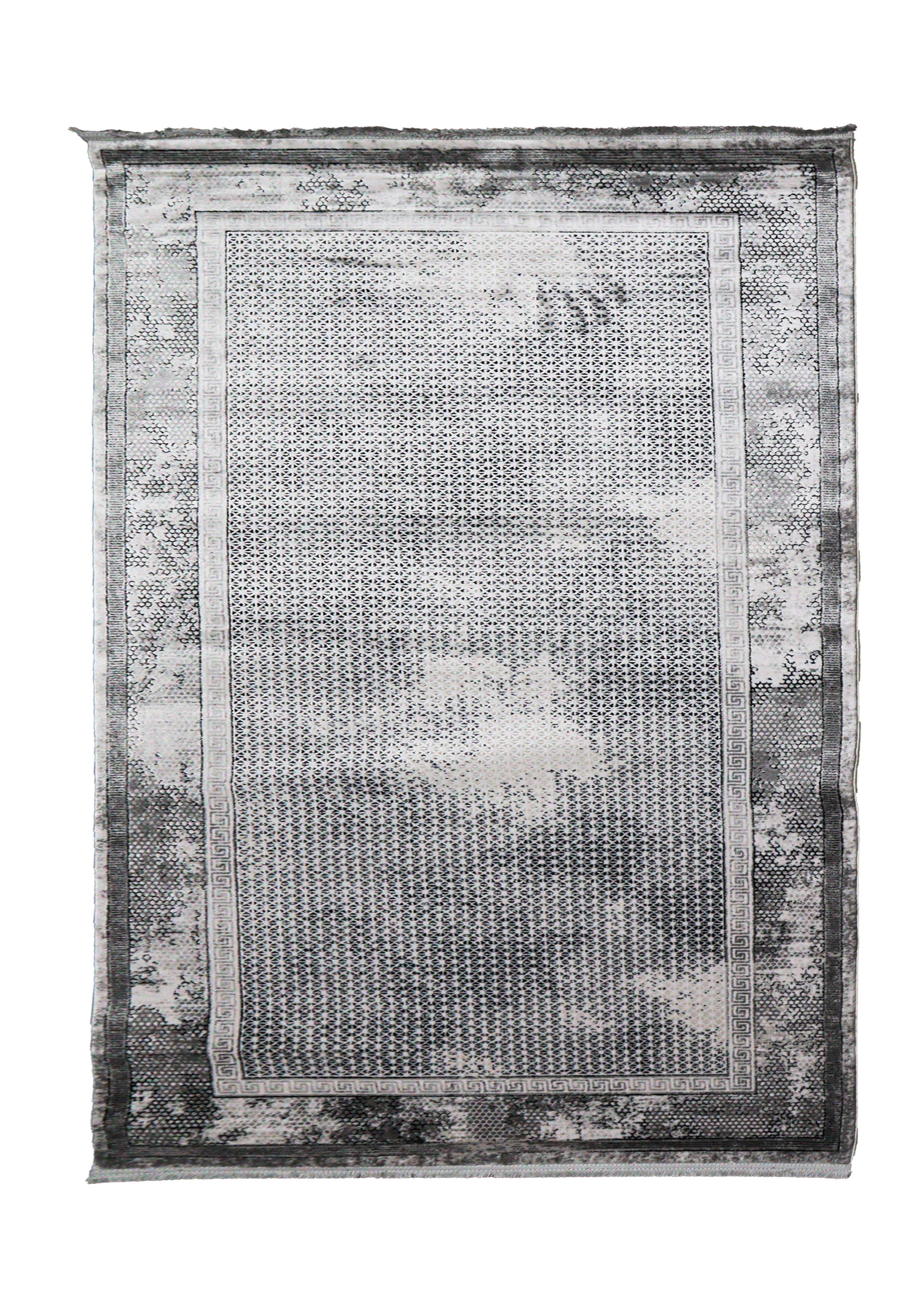 Madalyon Seri Gri Çerçeveli Motif İşlemeli Altı Kaymaz Makine Dokuma Halı | 17199