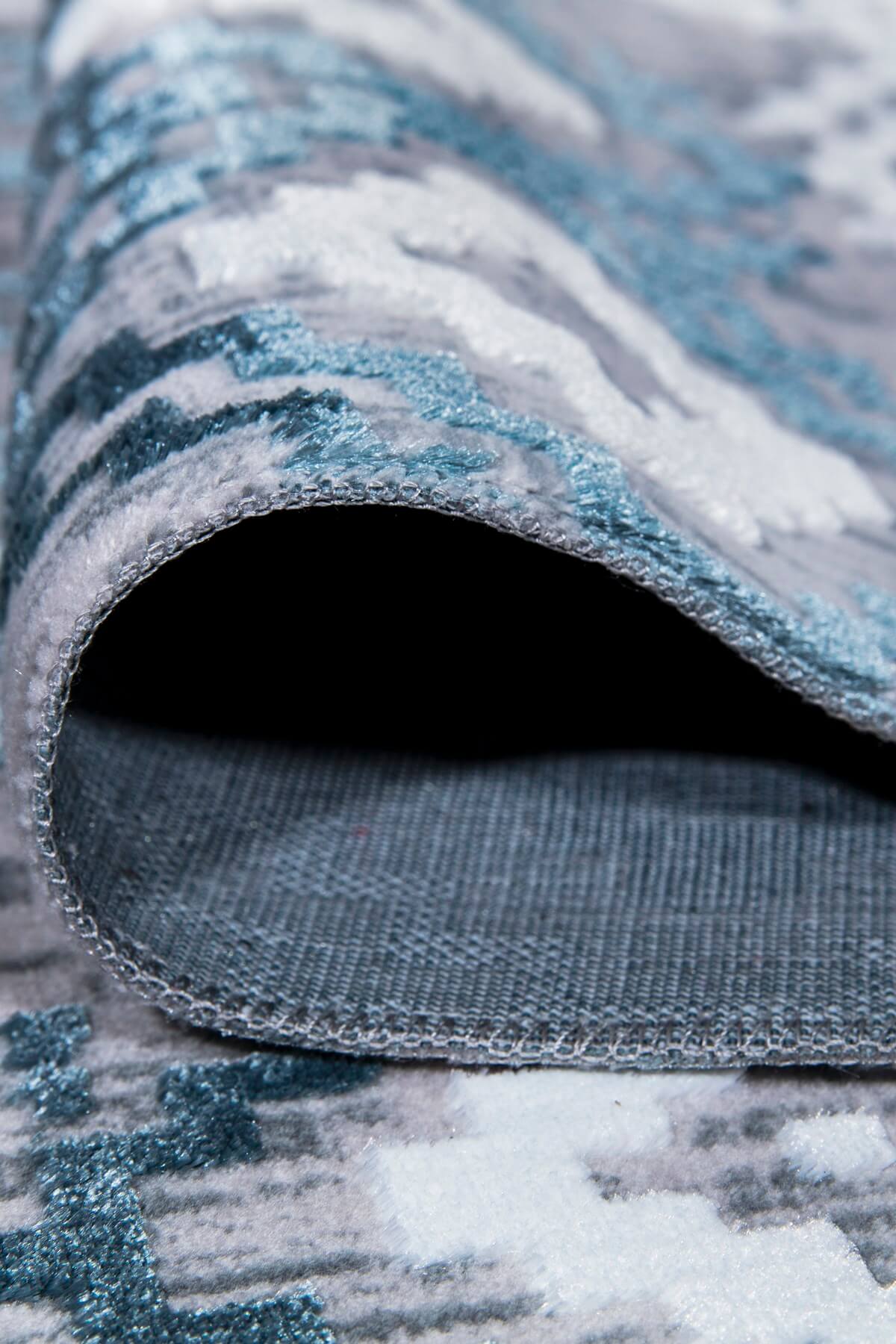 Stella Mavi  Renkli Parlak Yüzeyli  Dekoratif Halı