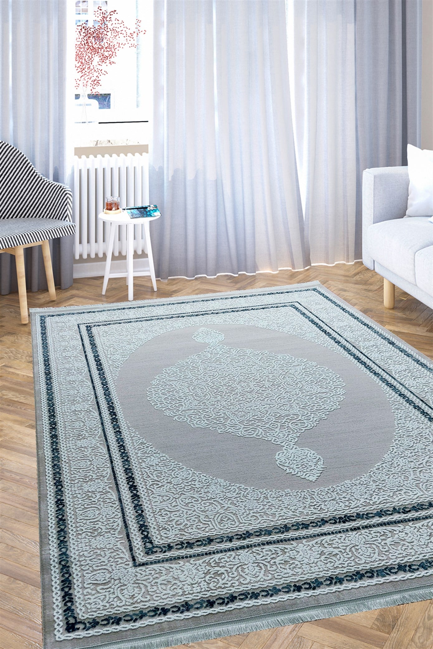 Mavi Renkli Akrilik Salon Halısı