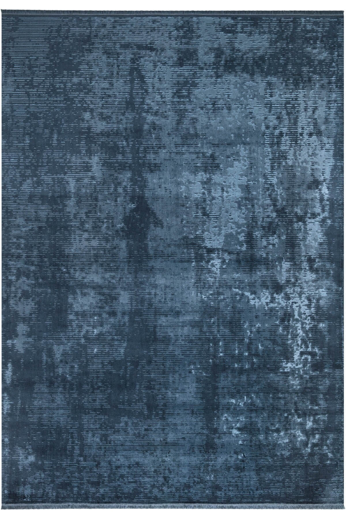 Mavi Rengi Vintage Bambu Altı Kaymaz Makine Dokuma Halı