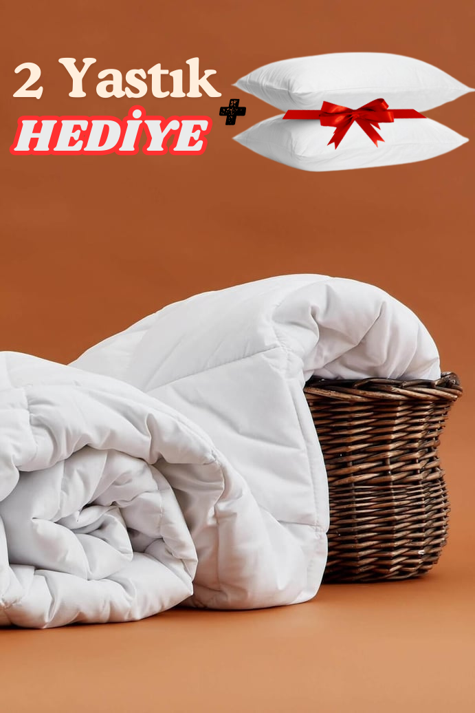 Microfiber Biyeli Çift Kişilik Yorgan 195X215 + 2  Yastık HEDİYE !
