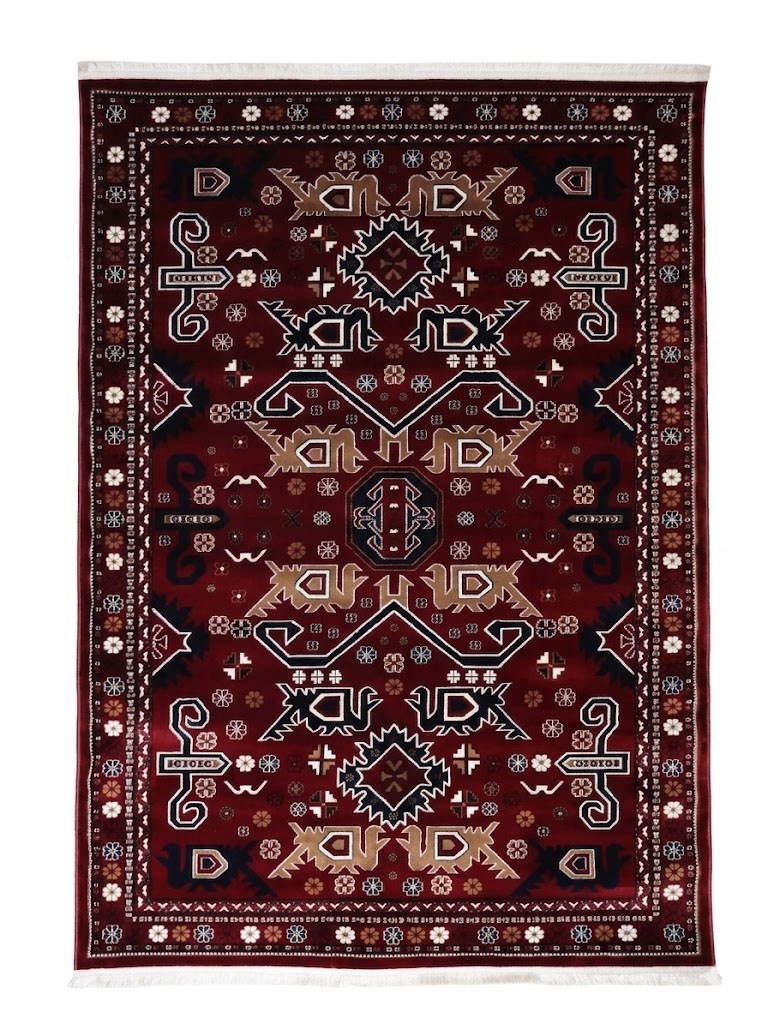 NAKIŞ Serisi Kırmızı Zeminli Etnik Motifli Şık Salon Halısı | AF314 RED
