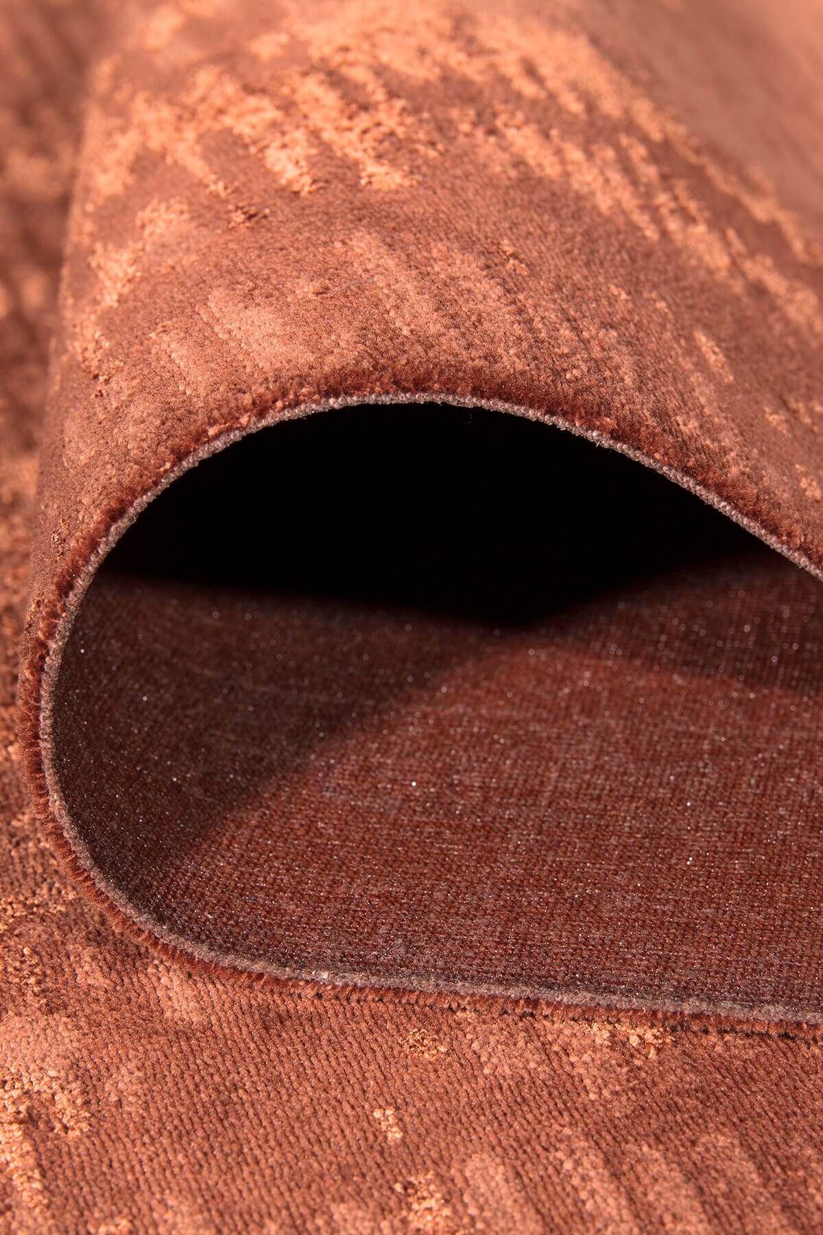 Oranj Rengi Vintage Bambu Altı Kaymaz Makine Dokuma Halı