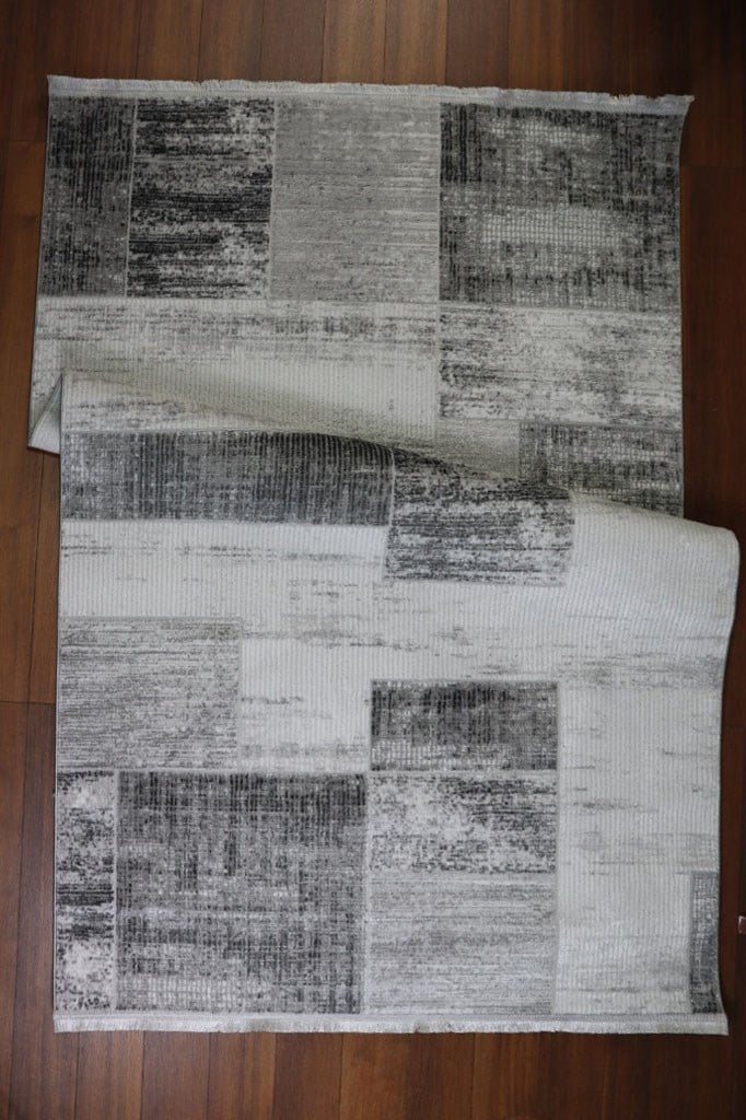 PARLA Serisi Modern Geometrik Desenli Gri Antrasit Halı | LZ312A