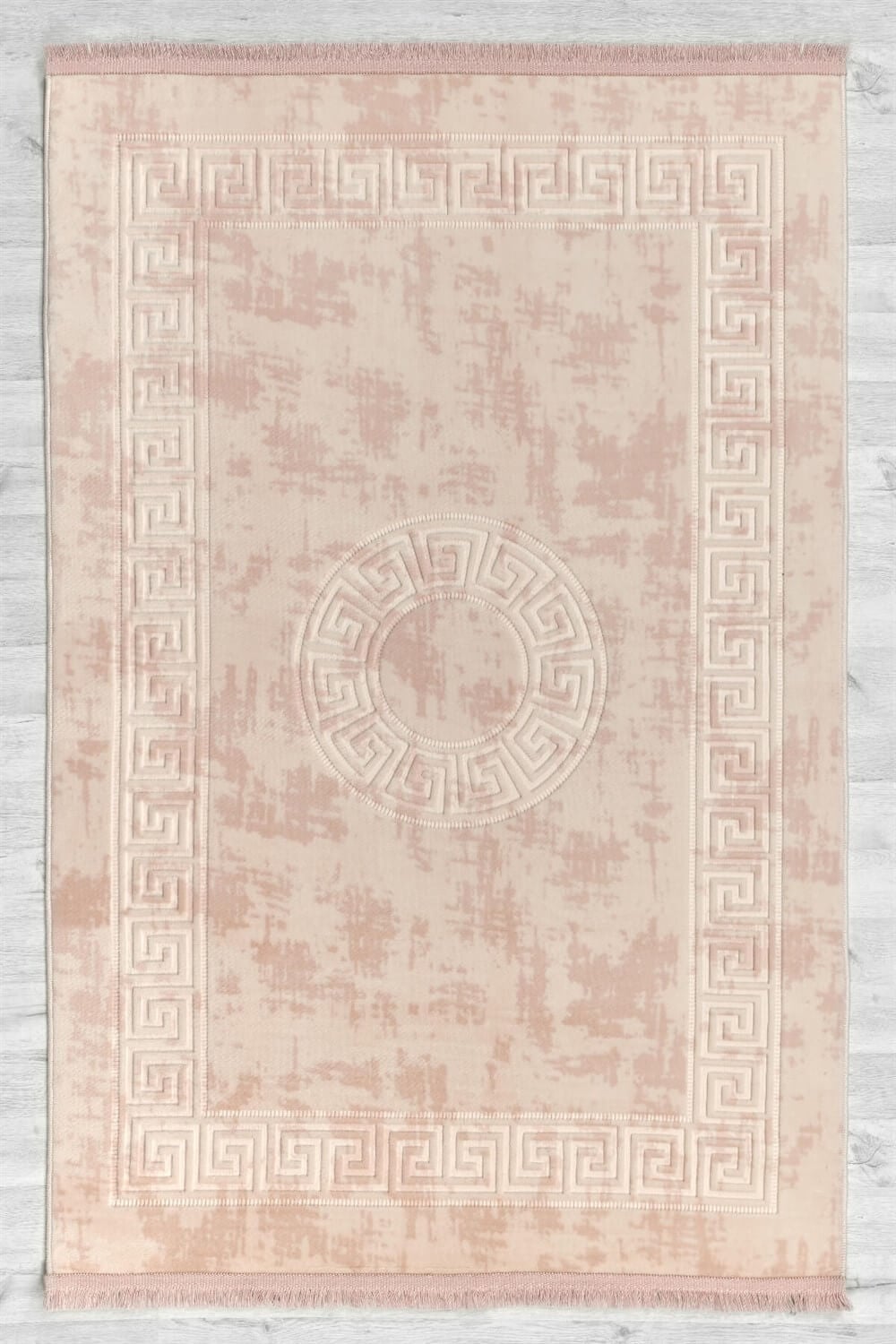 Rose Renkli Roma Desenli Kabartmalı Dokuma Taban Halı