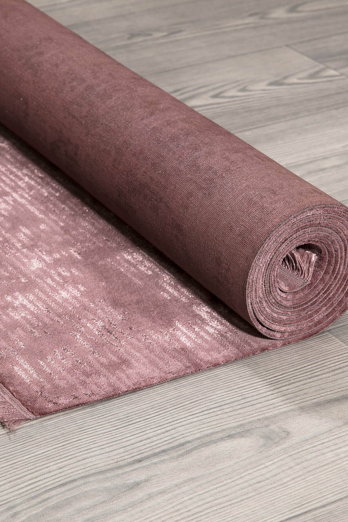 Rose Rengi Vintage Bambu Altı Kaymaz Makine Dokuma Halı