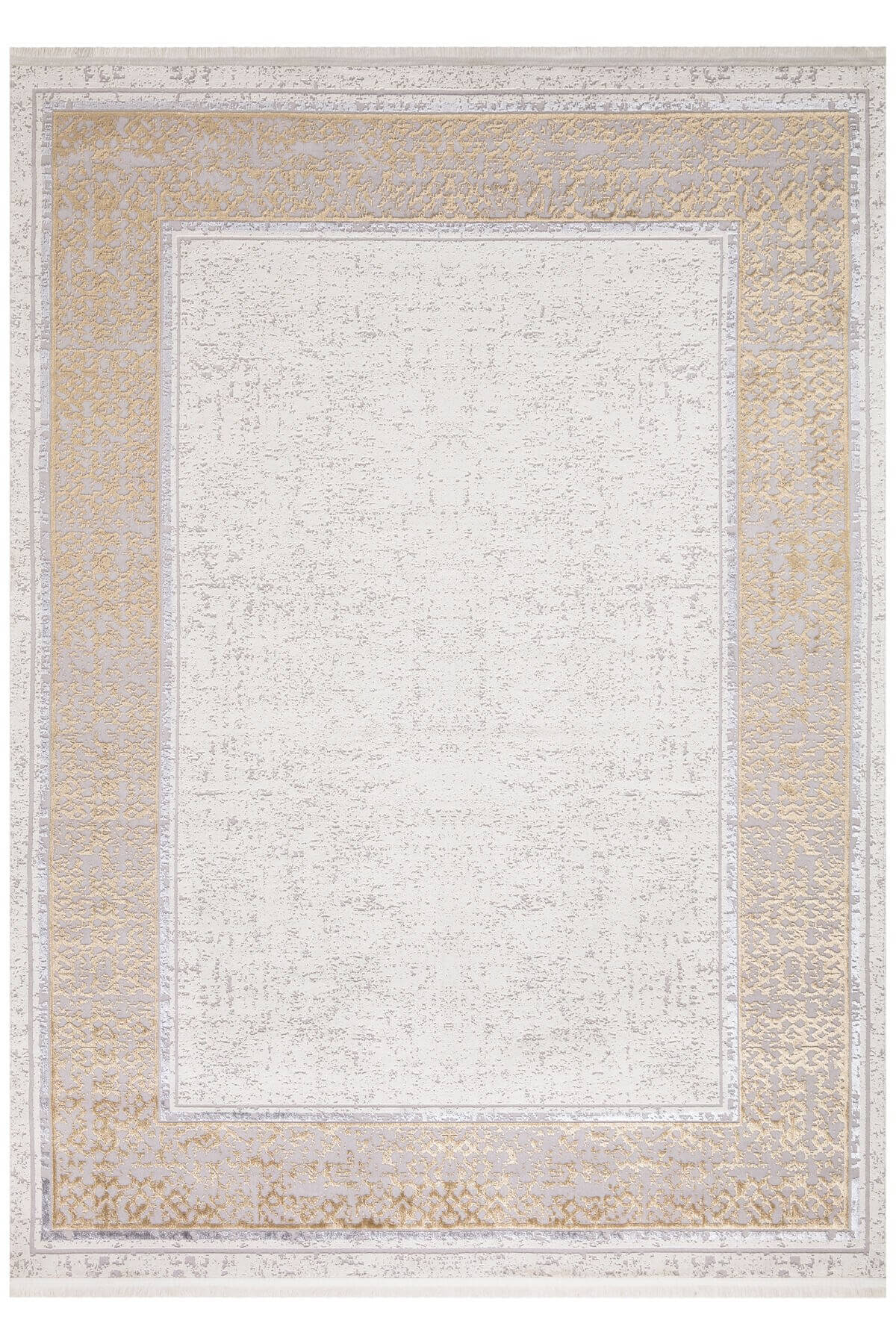 Sarı Bordürlü Parlak Yanar Dönerli Altı Kaymaz Makine Dokuma Halı Point Plus