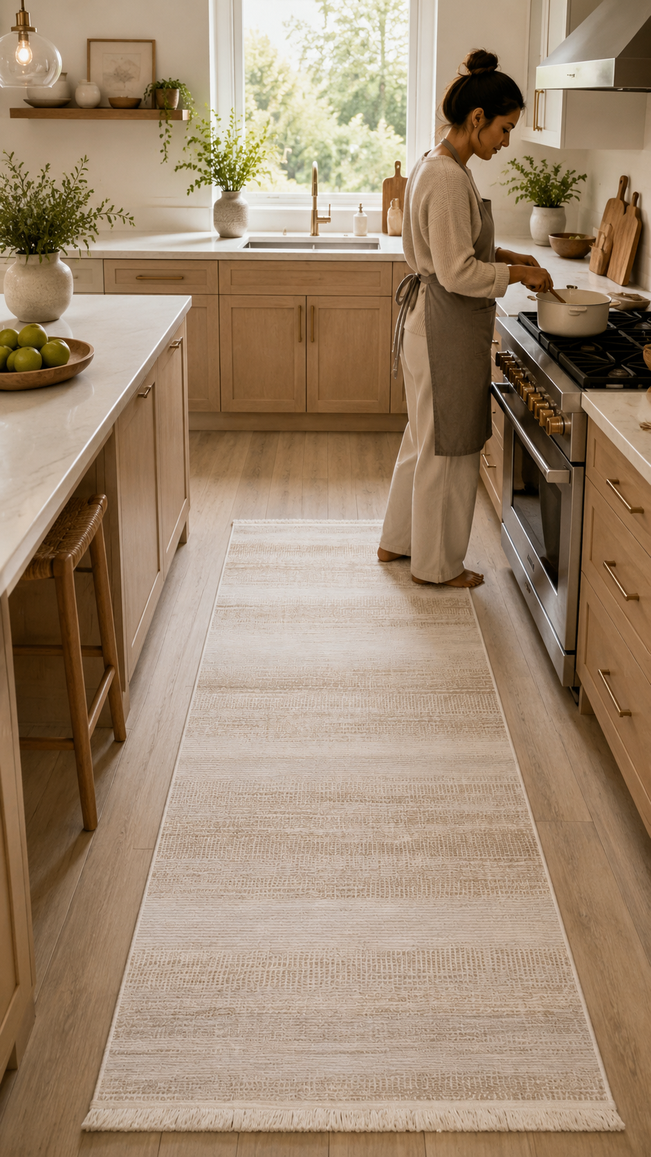 Siena Çizgili Modern Halı SF405 Krem & Vizon | Sultan Halı