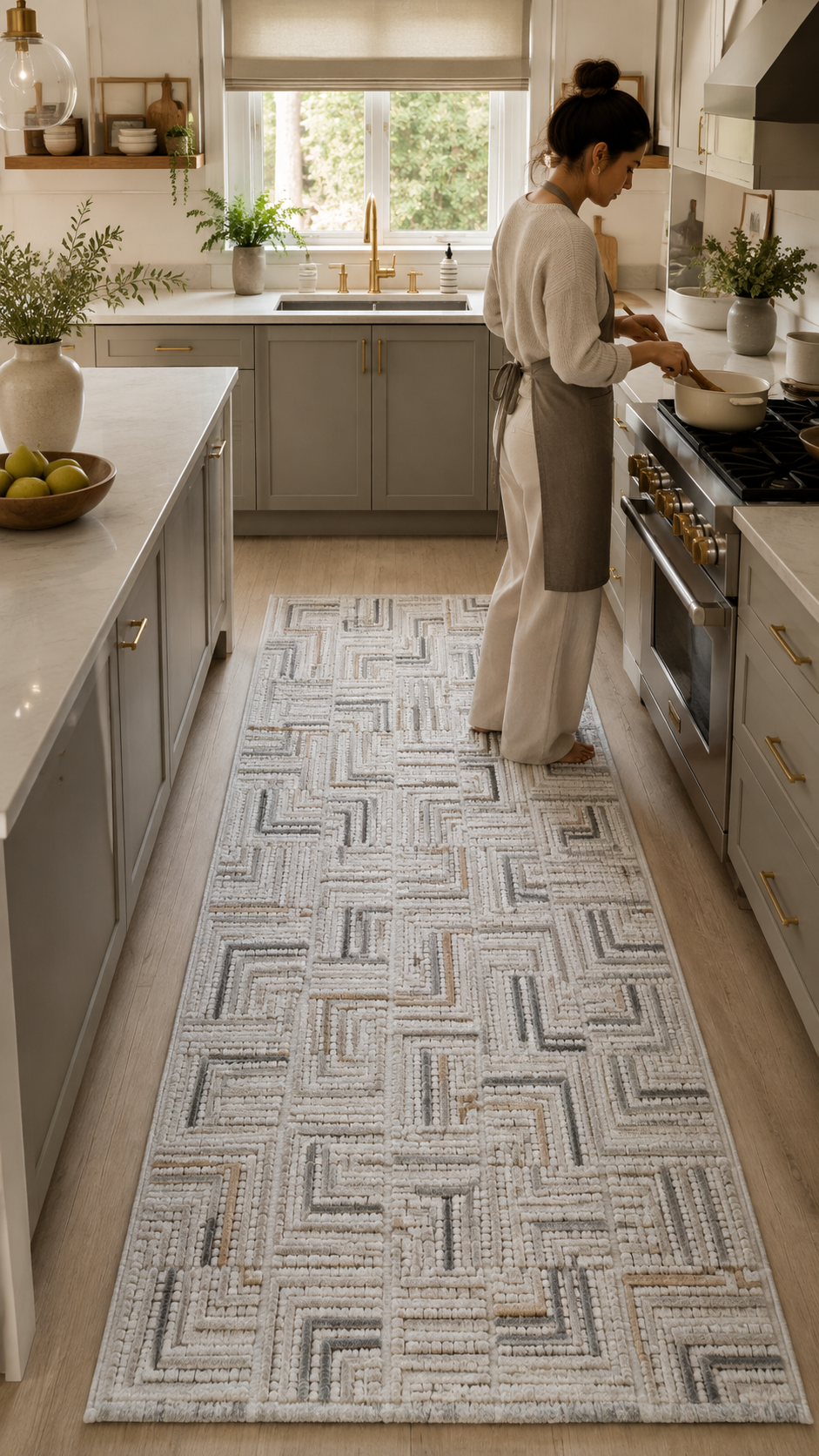 Siena Çizgili Modern Halı SF406 Gri & Vizon | Sultan Halı