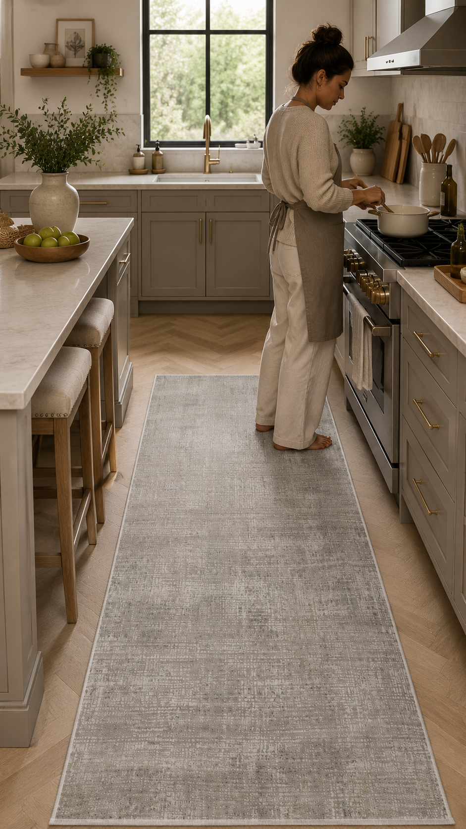 Siena Çizgili Şık Modern Halı SF384 GREY & VİZON