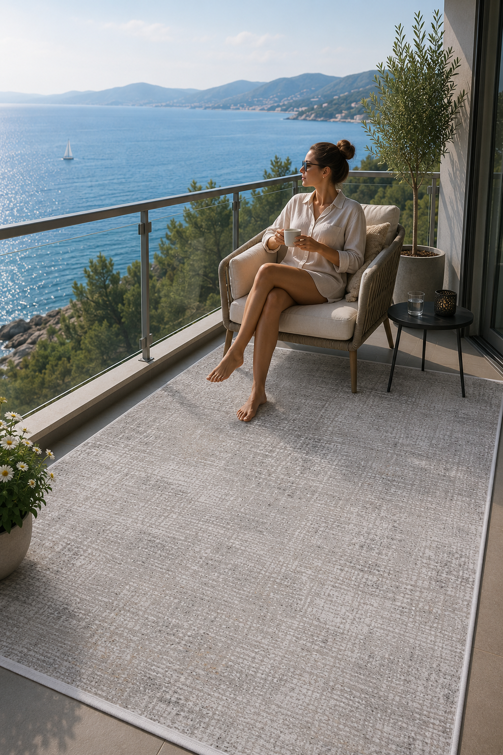 Siena Çizgili Şık Modern Halı SF384 GREY & VİZON