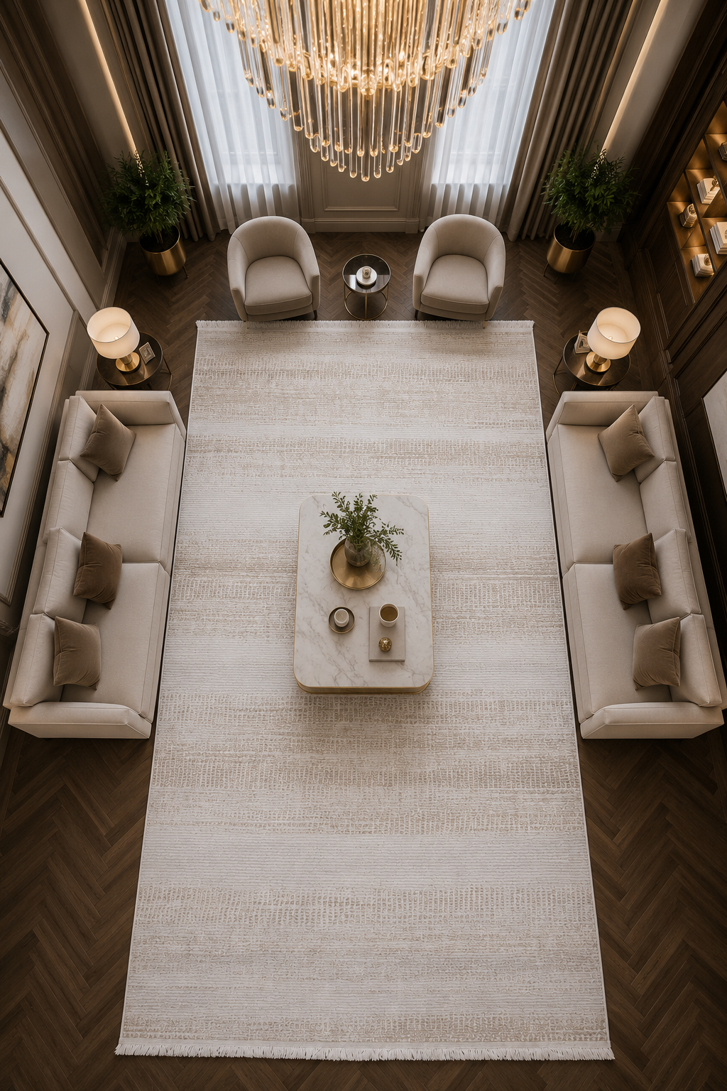 Siena Çizgili Modern Halı SF405 Krem & Vizon | Sultan Halı