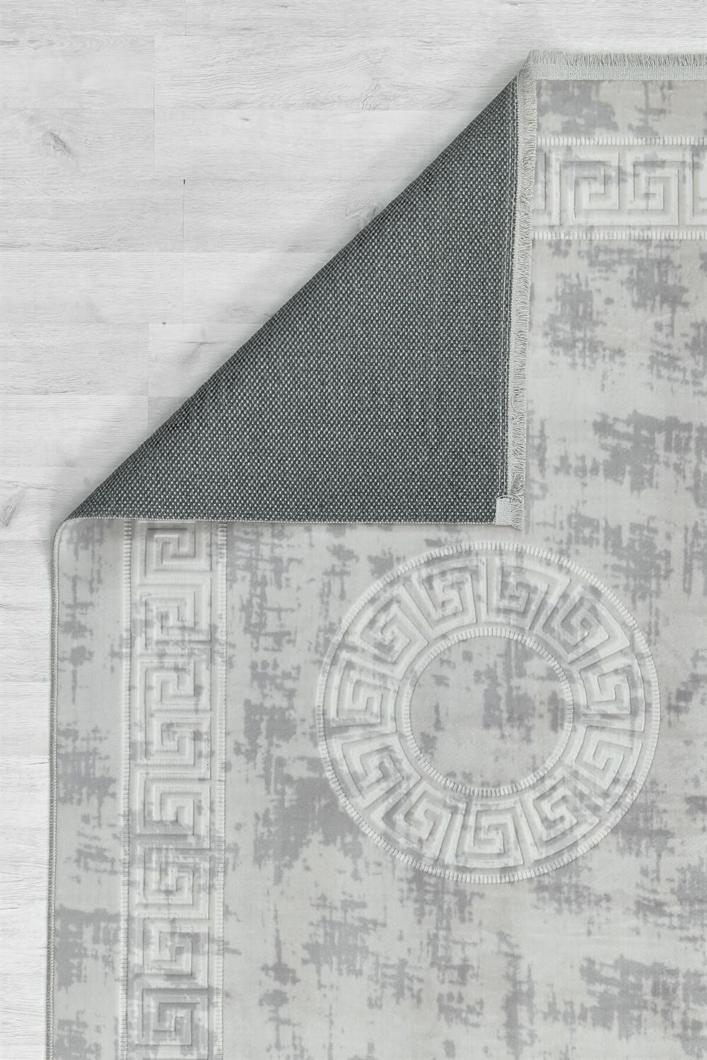 Silver Renkli Roma Desenli Kabartmalı Dokuma Taban Halı
