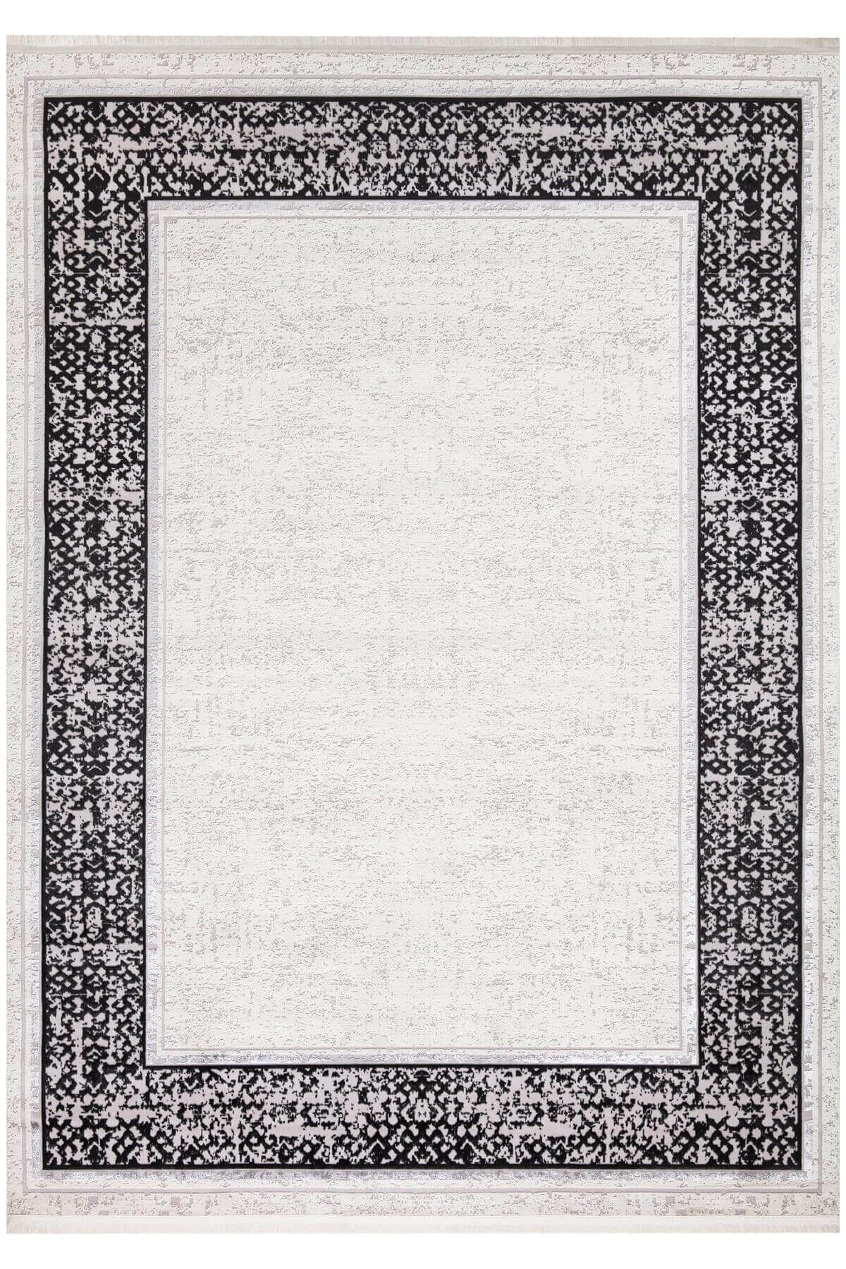 Siyah Bordürlü Parlak Yanar Dönerli Altı Kaymaz Makine Dokuma Halı