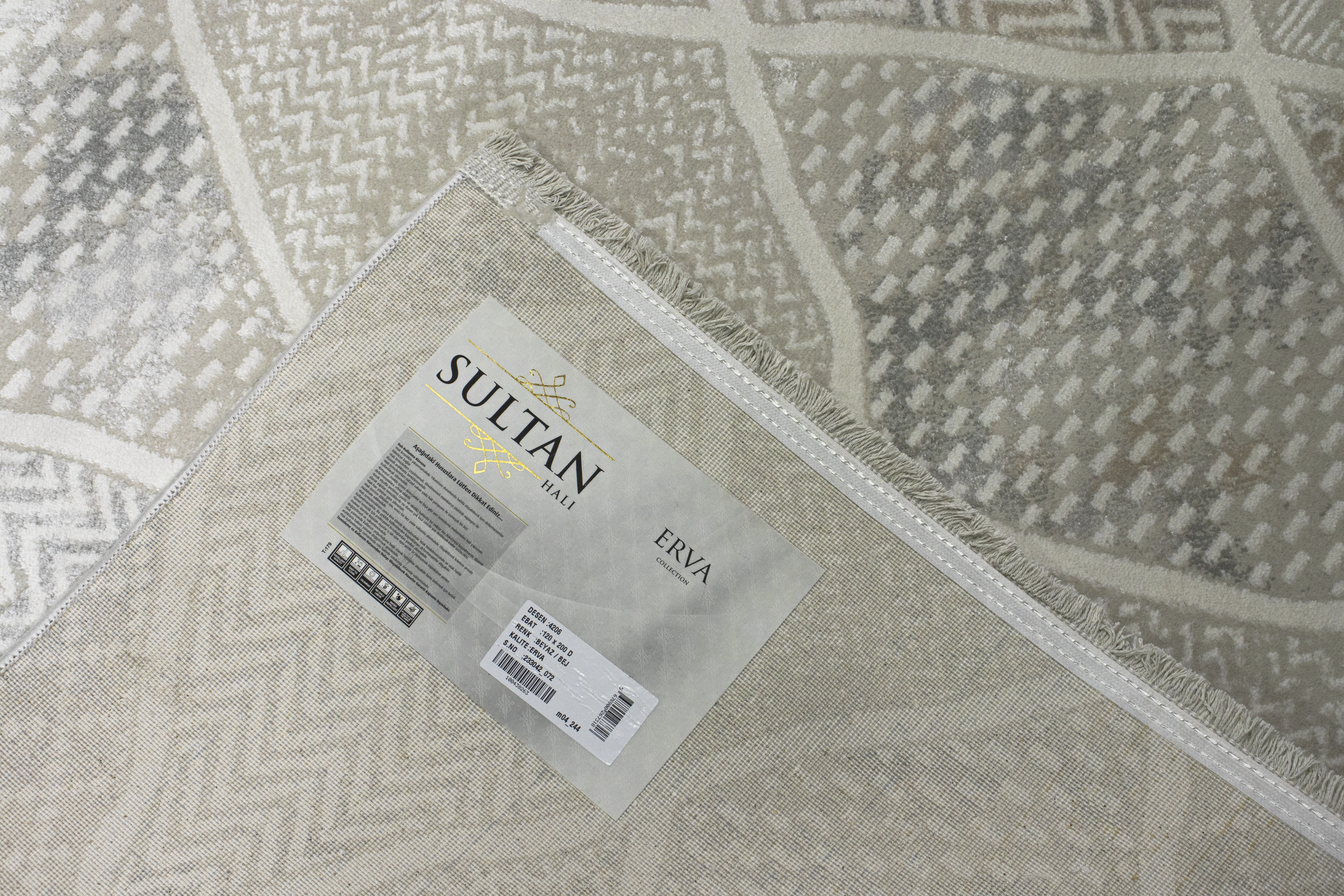 Sultan Erva Beyaz - Bej Modern Akrilik Makine Dokuma Salon Halısı - 4206