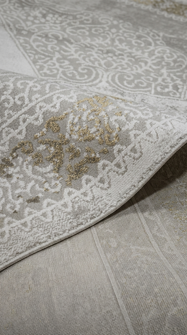 Sultan Erva Beyaz - Hardal Modern Akrilik Makine Dokuma Salon Halısı - 4210