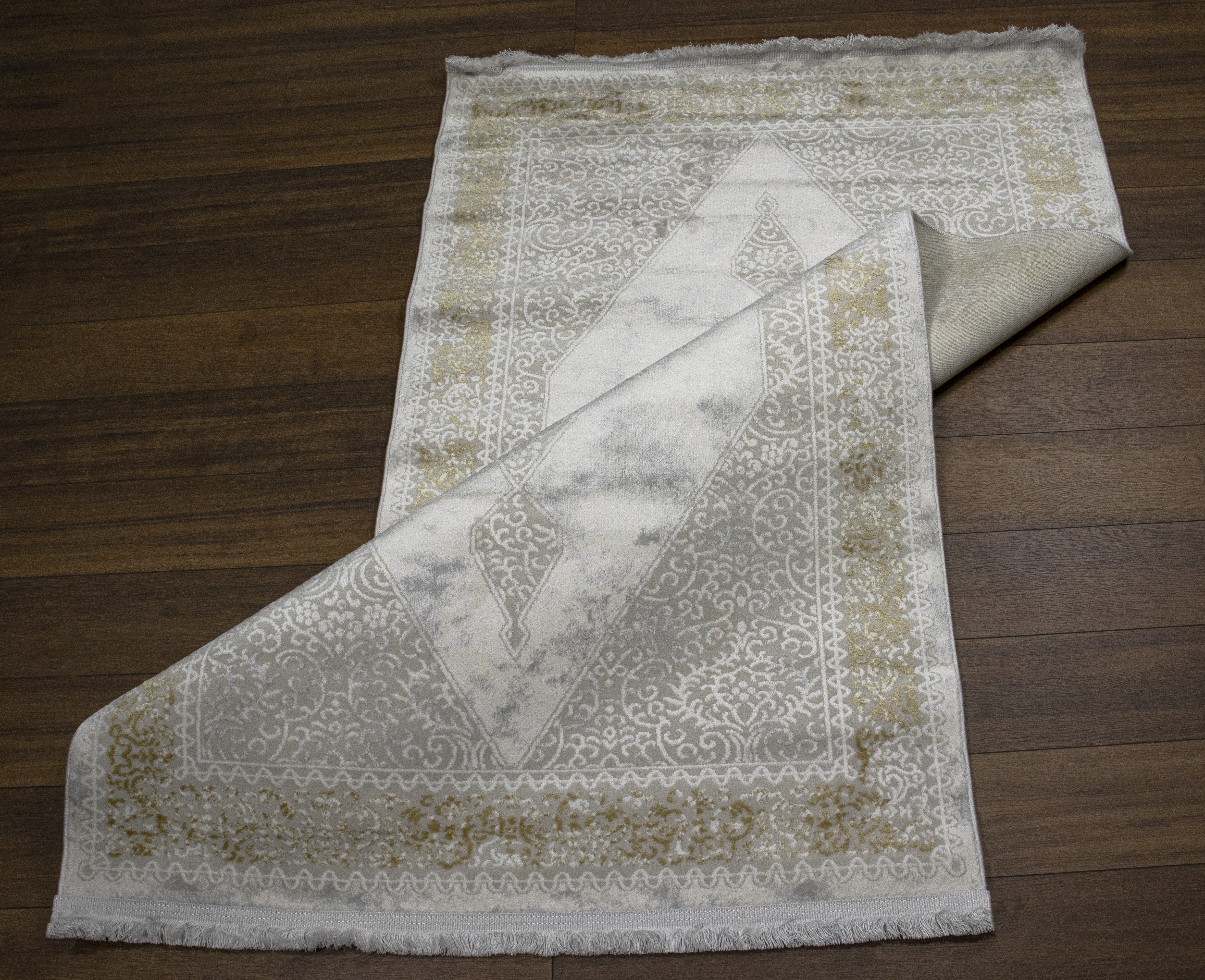 Sultan Erva Beyaz - Hardal Modern Akrilik Makine Dokuma Salon Halısı - 4210